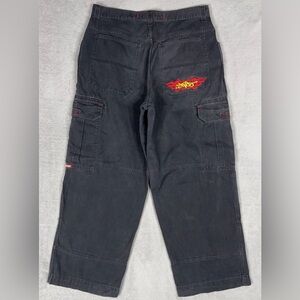 Vtg JNCO Jeans Cargo Pants Men's 36x31* Baggy Wide Leg Black‎ Grunge Hip Hop Y2K